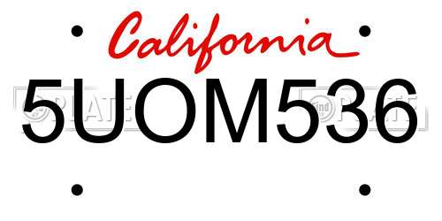 5UOM536 California License Plate