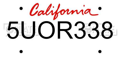 5UOR338 California License Plate