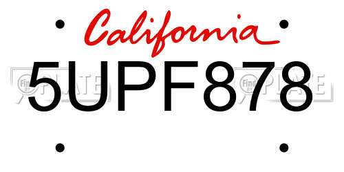 5UPF878 California License Plate