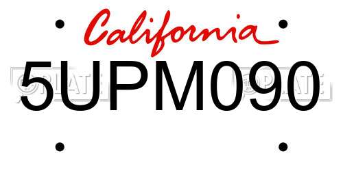 5UPM090 California License Plate