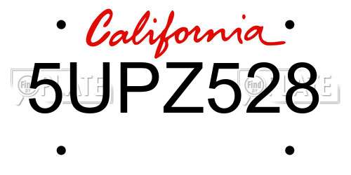 5UPZ528 California License Plate