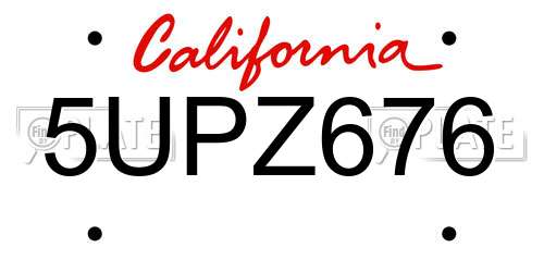 5UPZ676 California License Plate