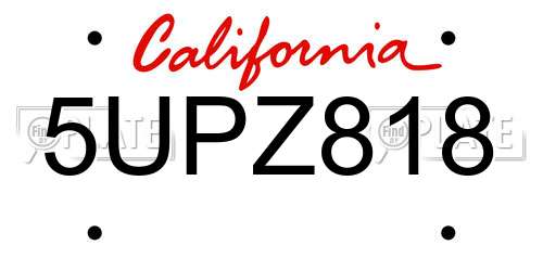 5UPZ818 California License Plate