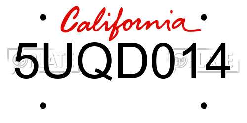 5UQD014 California License Plate