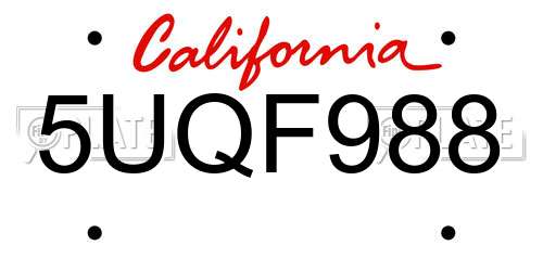 5UQF988 California License Plate