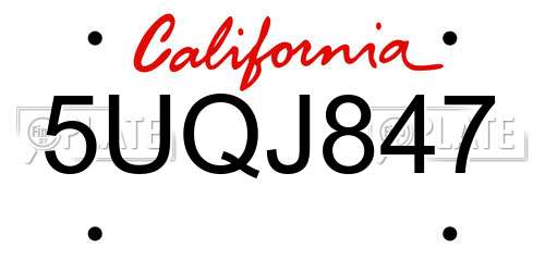 5UQJ847 California License Plate