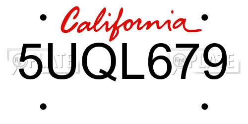 5UQL679 California License Plate