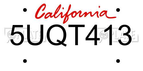 5UQT413 California License Plate