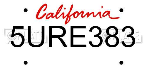 5URE383 California License Plate