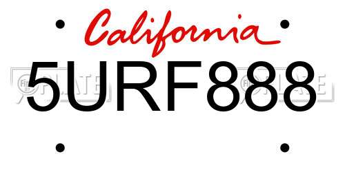 5URF888 California License Plate