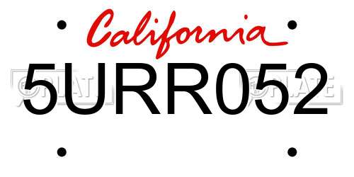 5URR052 California License Plate