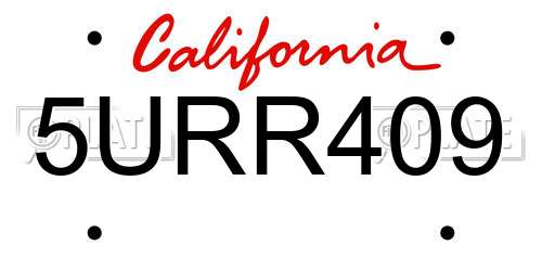 5URR409 California License Plate