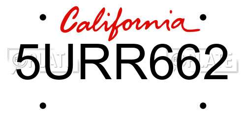 5URR662 California License Plate