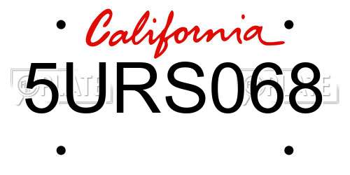 5URS068 California License Plate