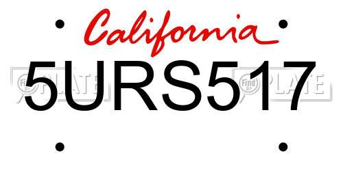 5URS517 California License Plate