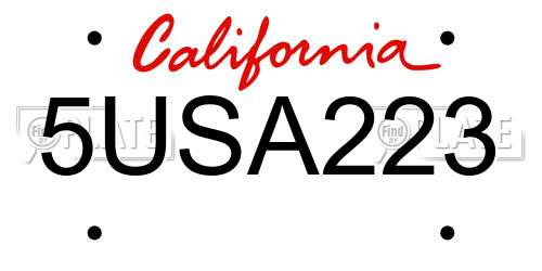 5USA223 California License Plate
