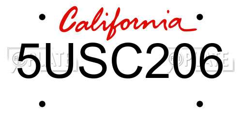 5USC206 California License Plate