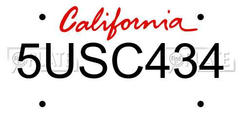 5USC434 California License Plate
