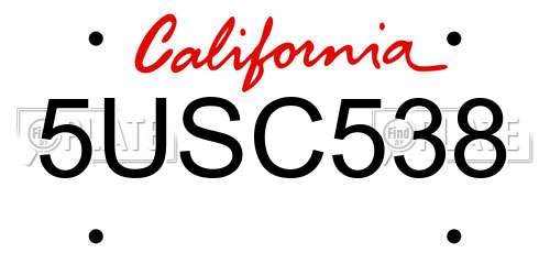 5USC538 California License Plate