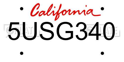 5USG340 California License Plate