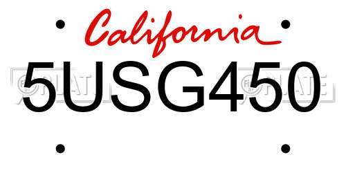 5USG450 California License Plate