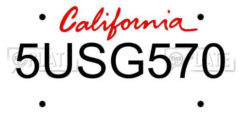 5USG570 California License Plate