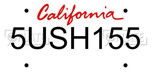 5USH155 California License Plate