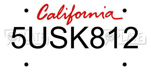 5USK812 California License Plate