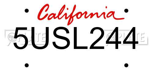 5USL244 California License Plate