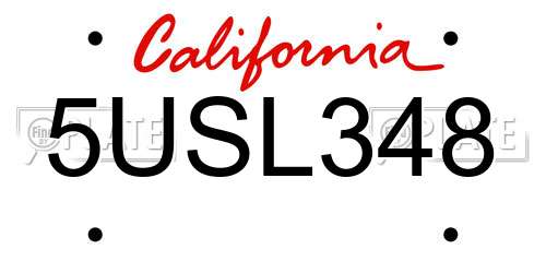 5USL348 California License Plate