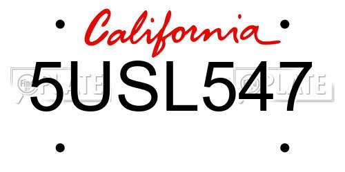 5USL547 California License Plate