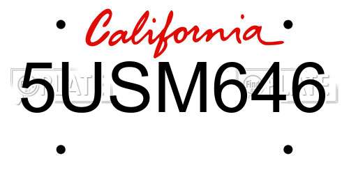 5USM646 California License Plate