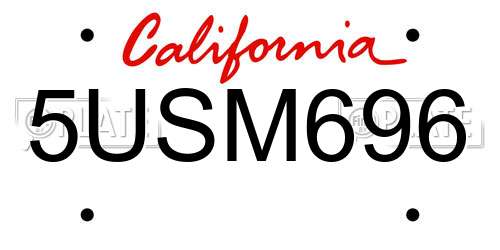 5USM696 California License Plate