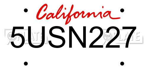 5USN227 California License Plate