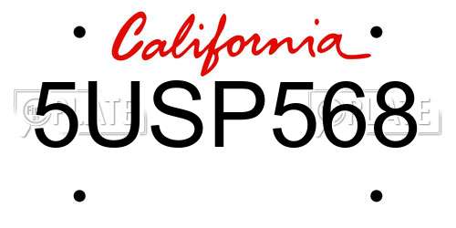 5USP568 California License Plate