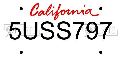 5USS797 California License Plate