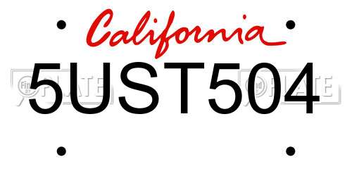 5UST504 California License Plate