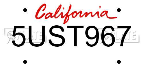 5UST967 California License Plate