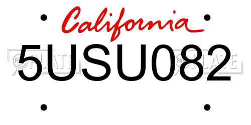 5USU082 California License Plate