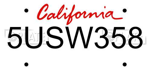 5USW358 California License Plate