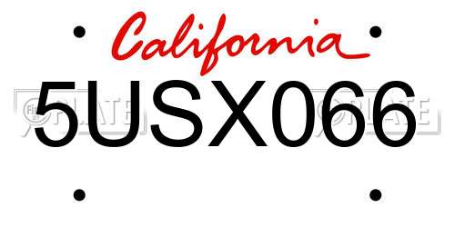 5USX066 California License Plate
