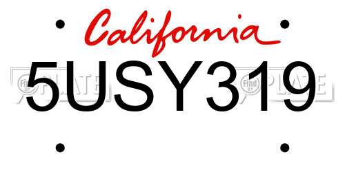 5USY319 California License Plate
