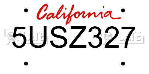 5USZ327 California License Plate