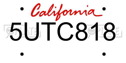 5UTC818 California License Plate