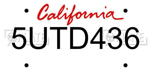 5UTD436 California License Plate