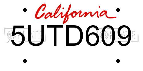 5UTD609 California License Plate