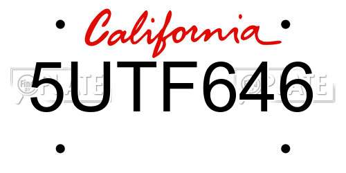 5UTF646 California License Plate