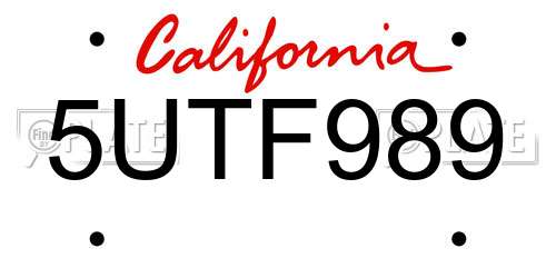 5UTF989 California License Plate