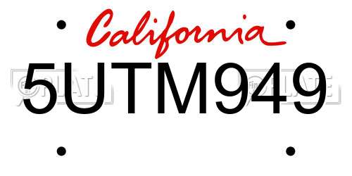5UTM949 California License Plate
