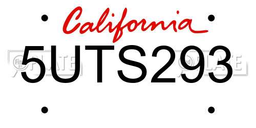 5UTS293 California License Plate